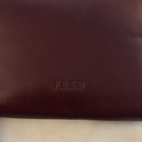 Feed Projects Burgundy Leather Mini Zip Around Wallet NEW - Picture 12 of 13